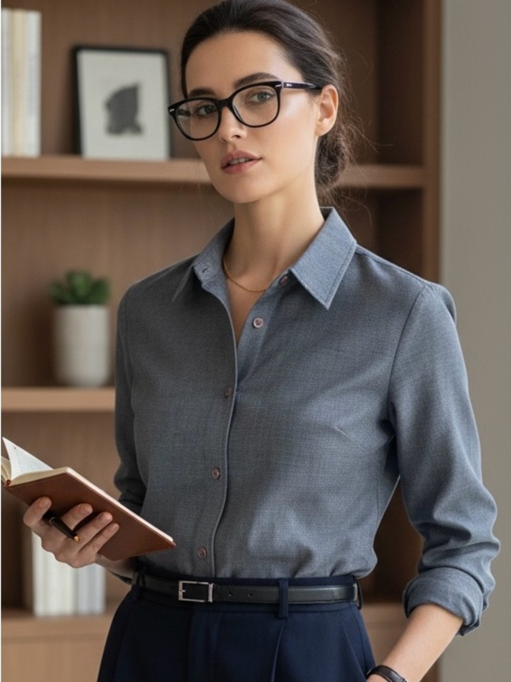 Extra design by Queens Slate Grey Button-Down Shirt | 100% Cotton| Size M